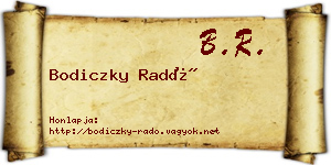 Bodiczky Radó névjegykártya